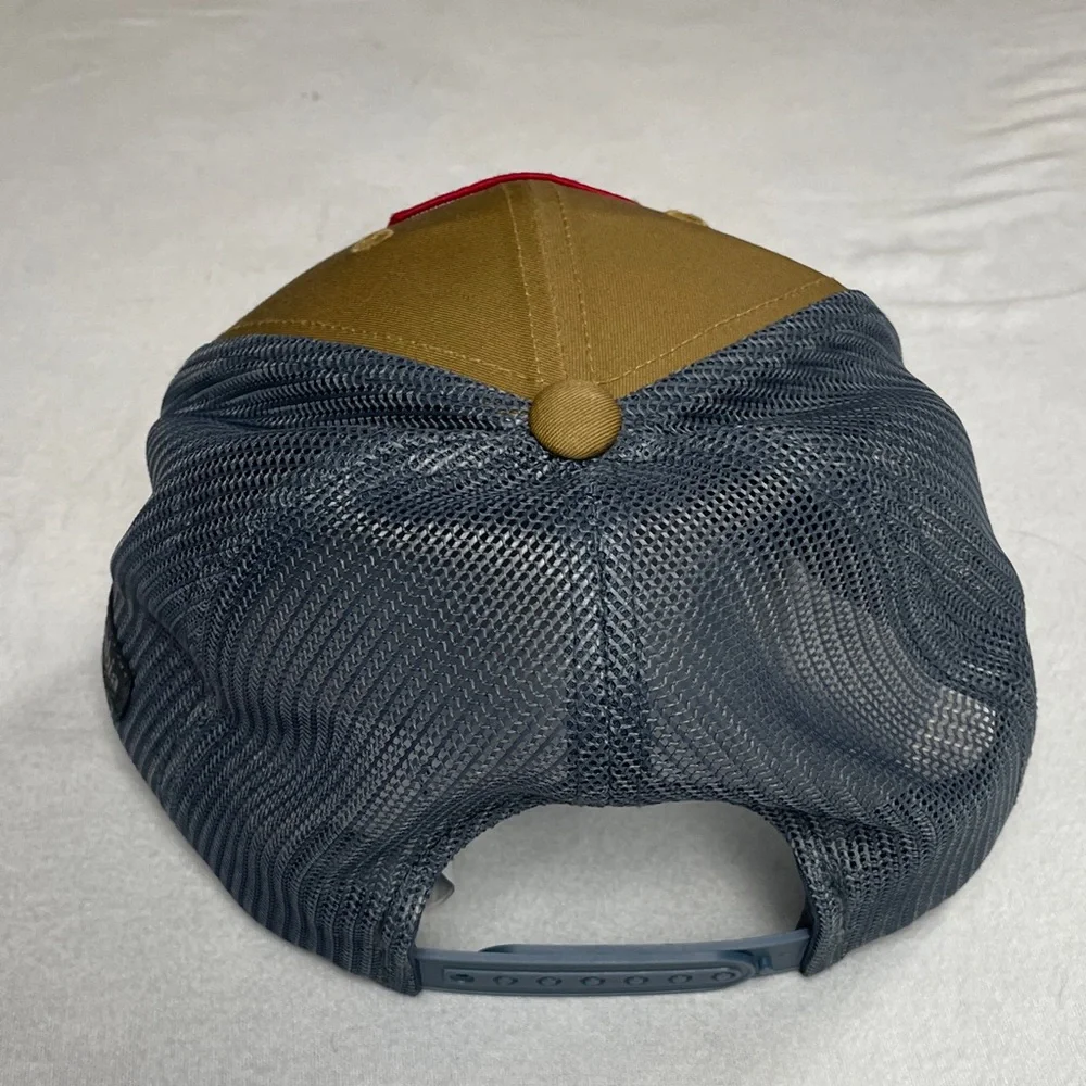 Columbia Snapback Hat Brown/Gray Mesh Back Mountain Patch Logo NWOT